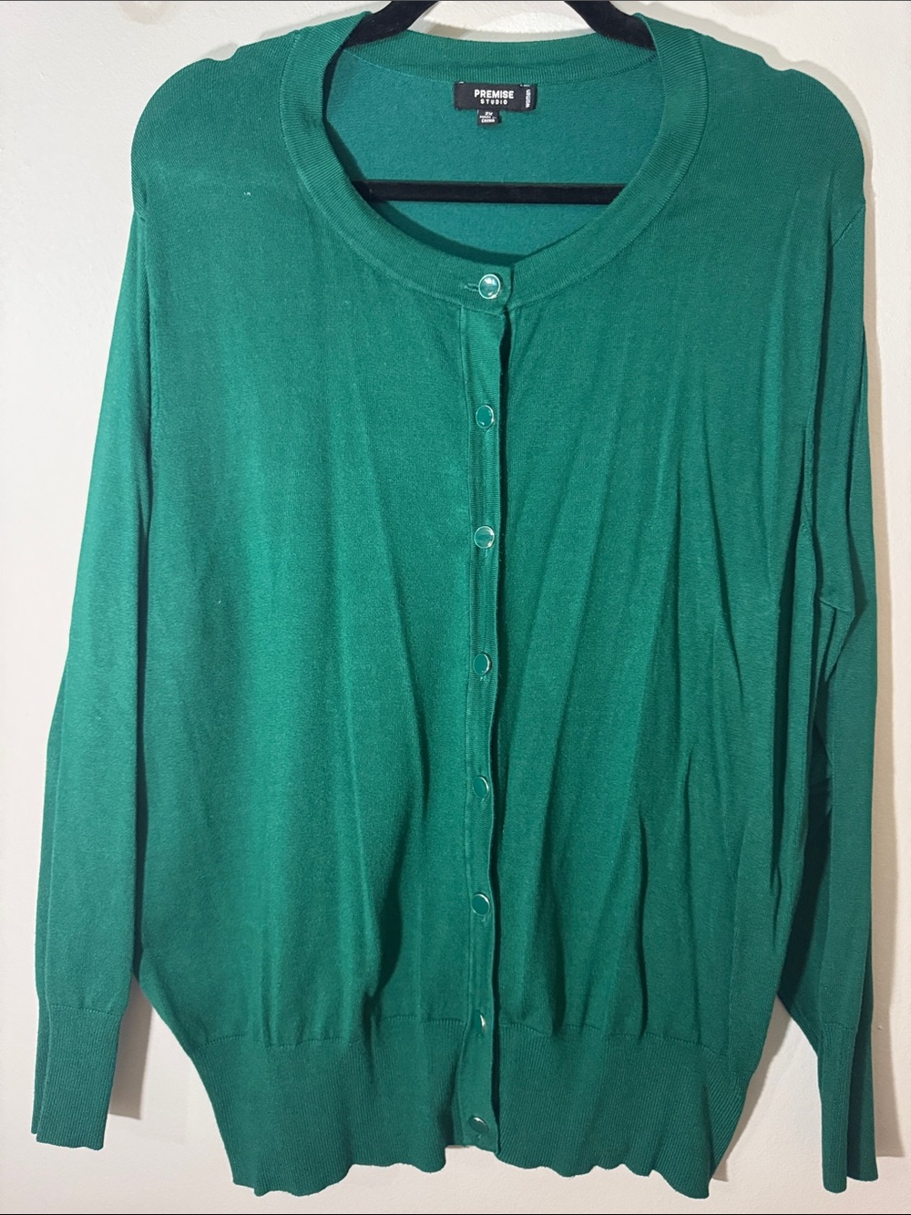 Premise Studio Emerald Green Button Cardigan Sweater